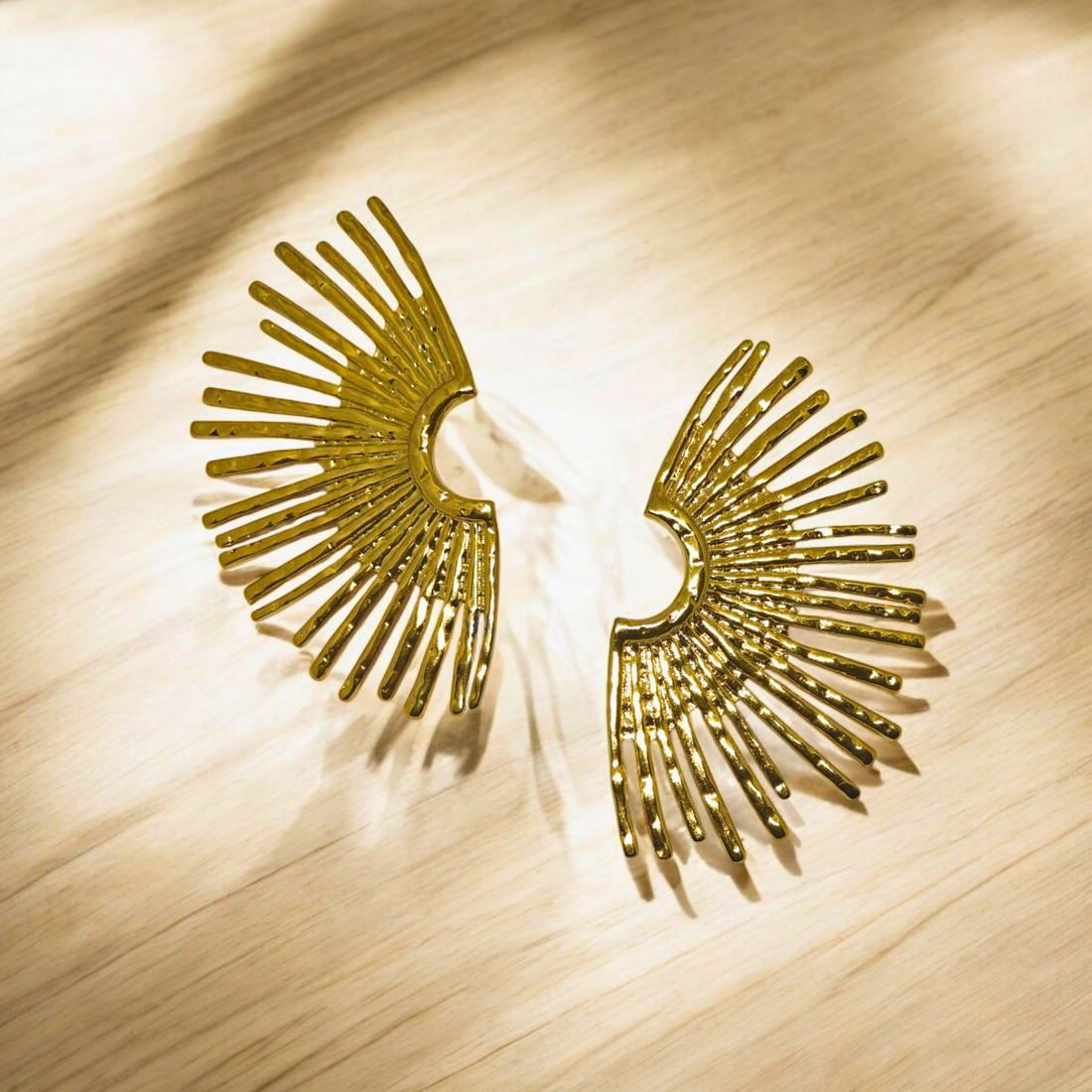 Sun Rays Gold Earrings