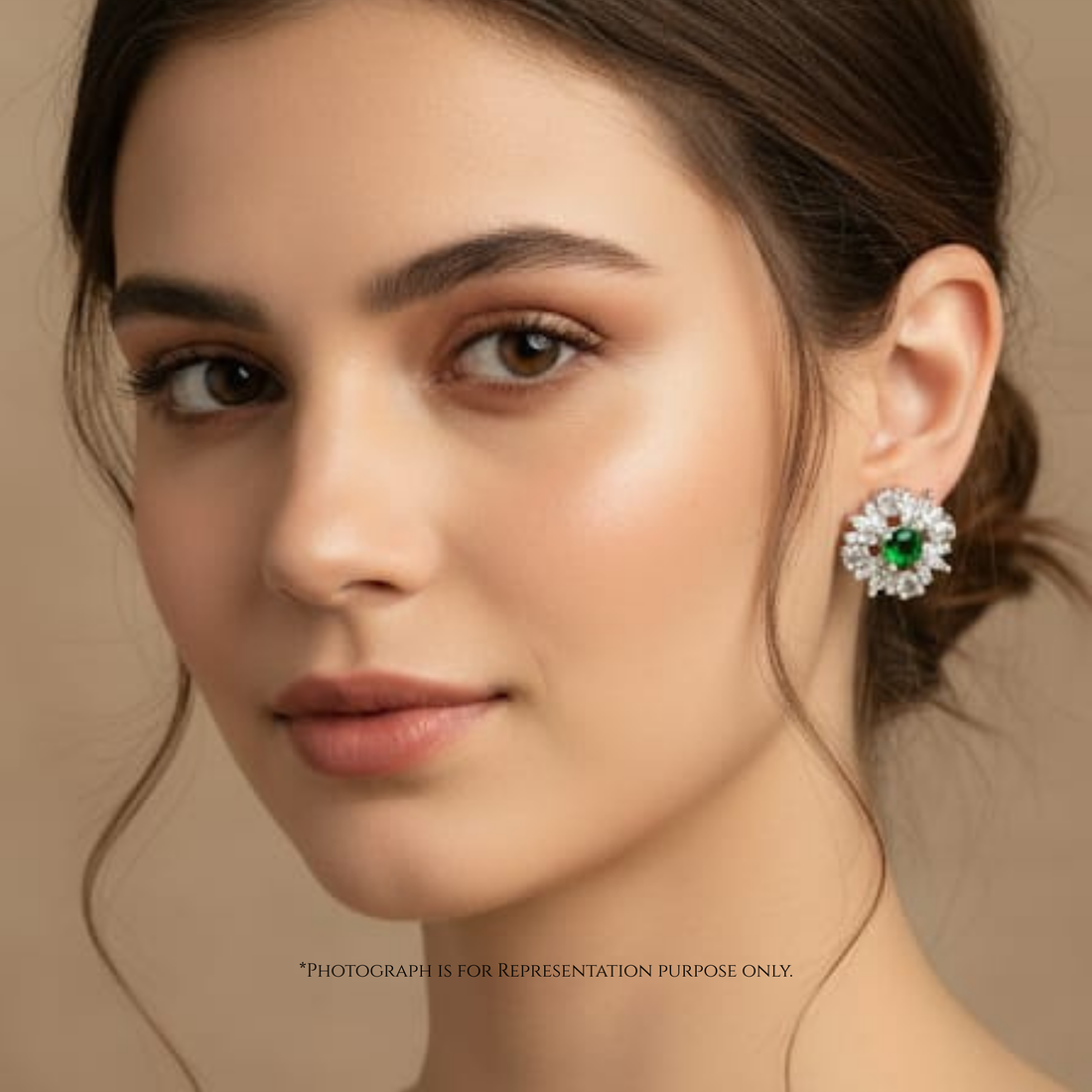 Emerald Glow AD Stud Earrings