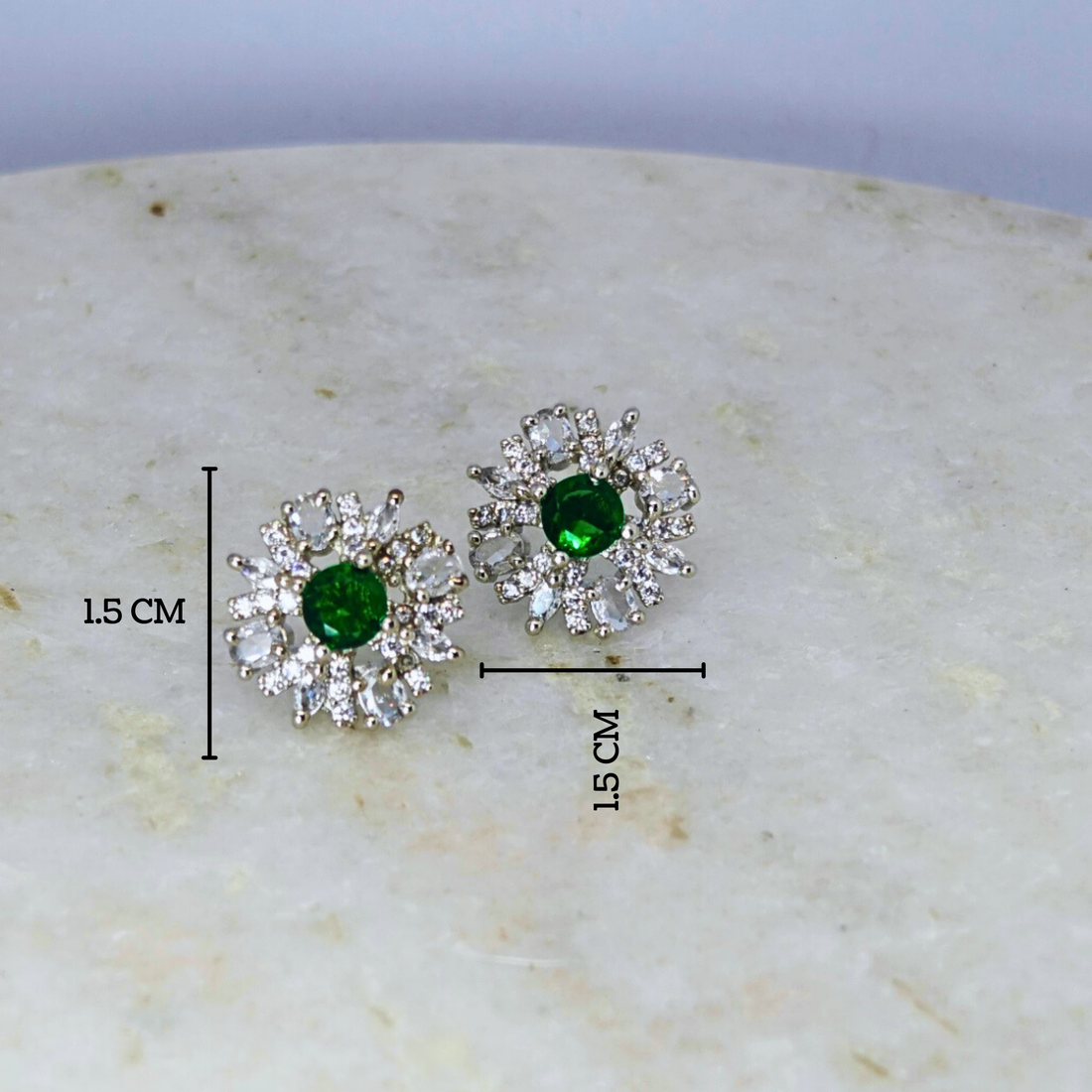 Emerald Glow AD Stud Earrings
