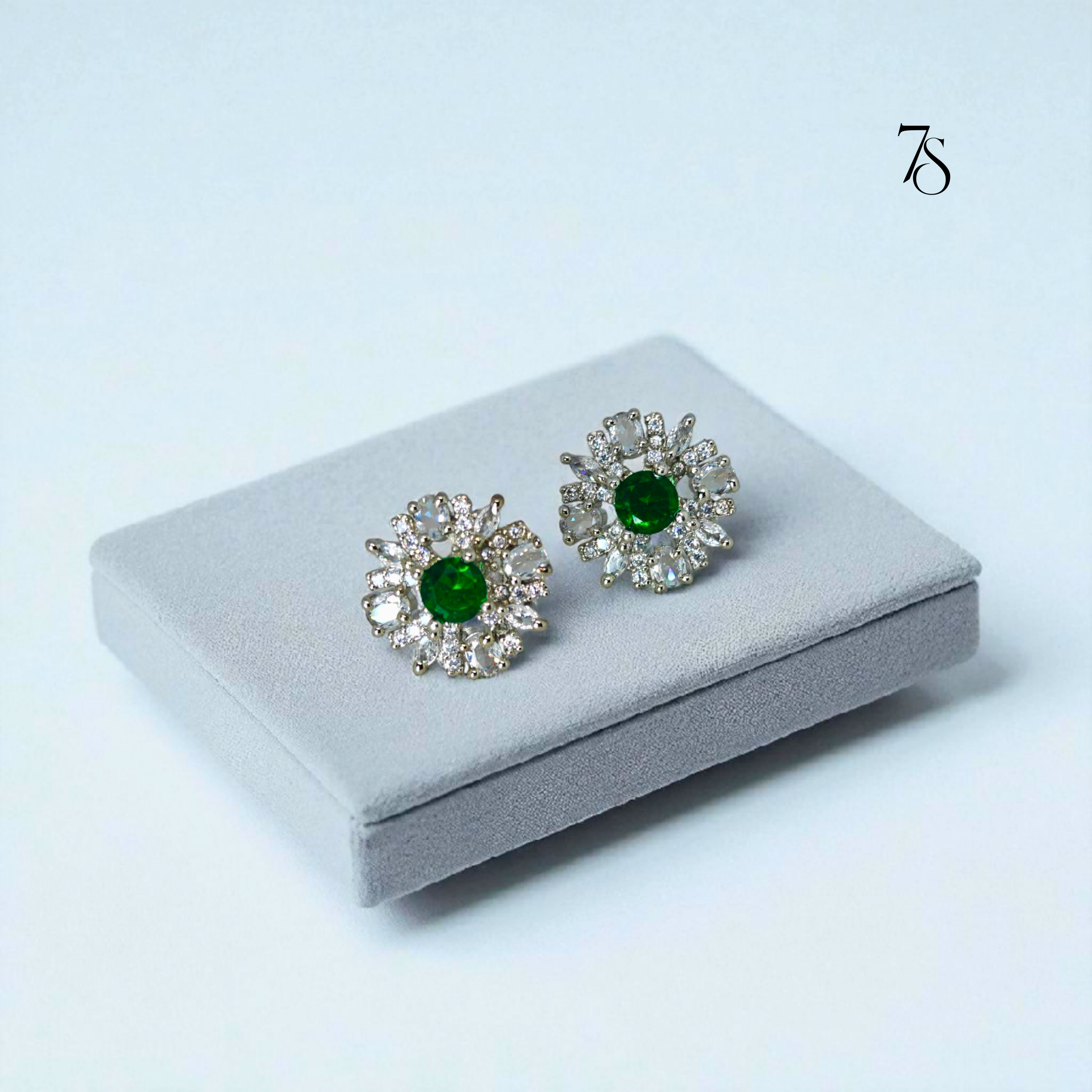Emerald Glow AD Stud Earrings