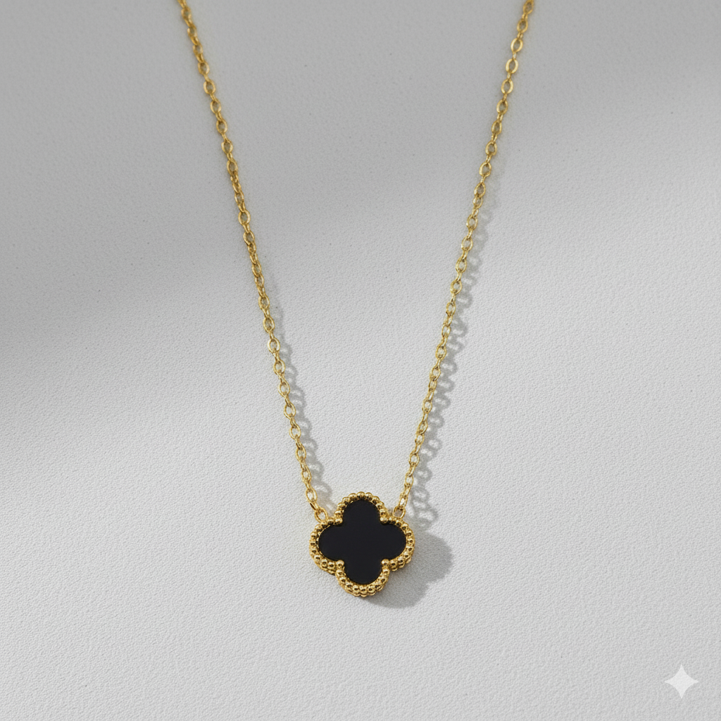 Reversible Black/White Clover Necklace