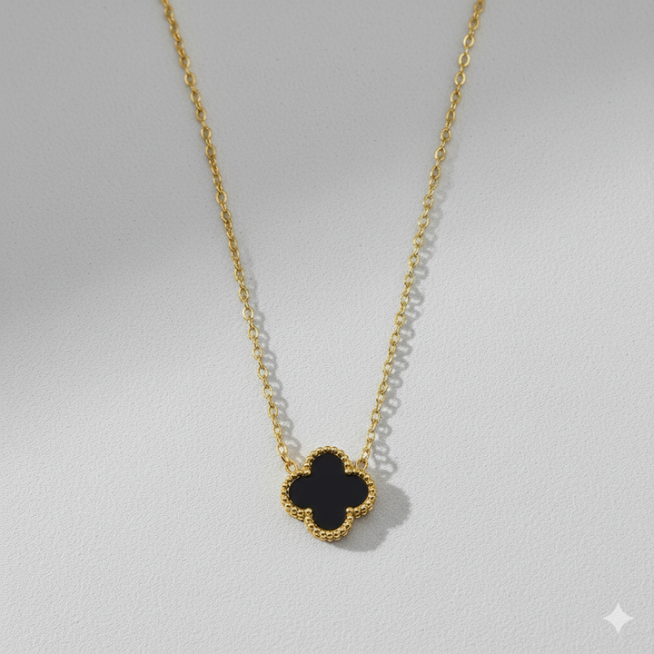 Reversible Black/White Clover Necklace
