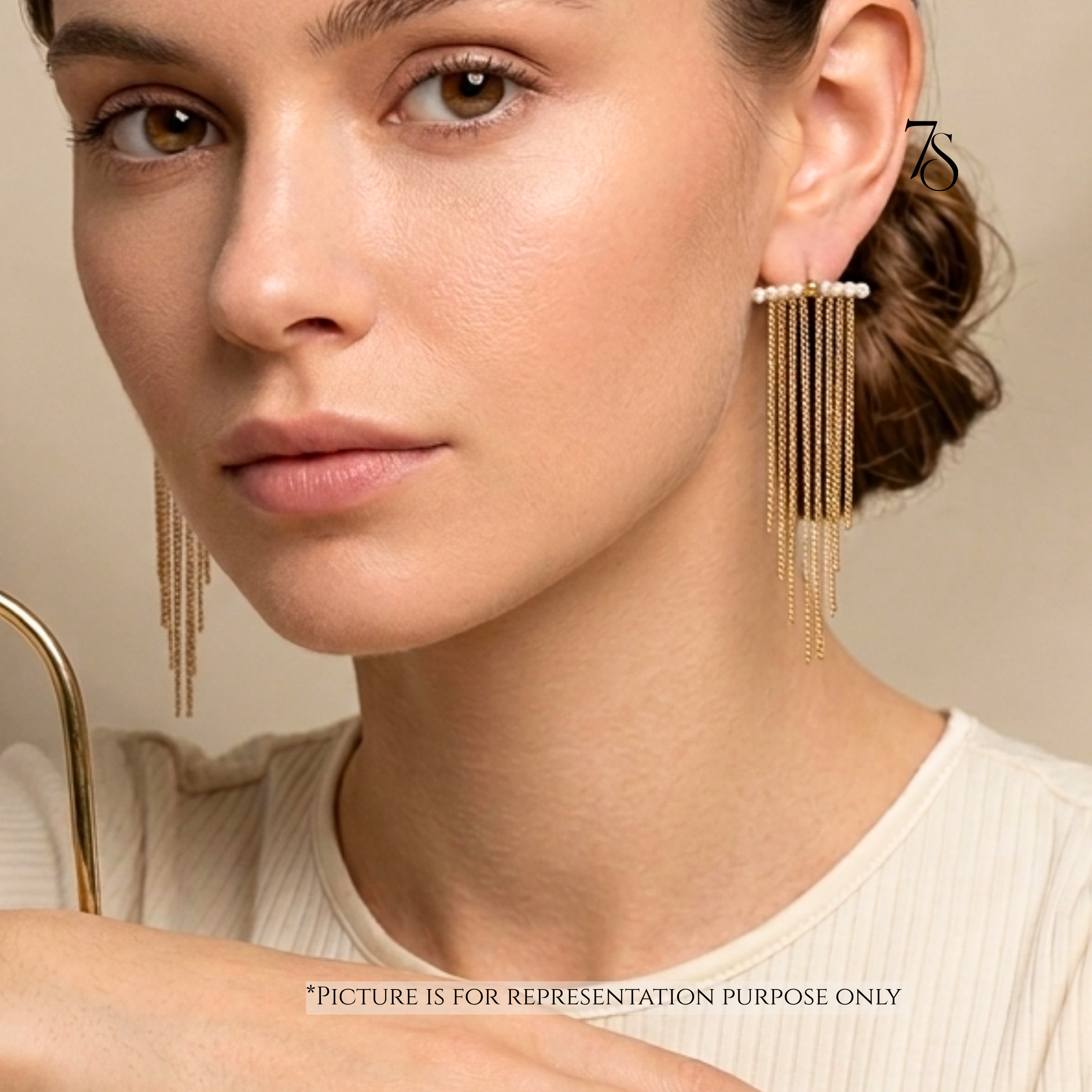 Golden Waterfall Pearl Studs
