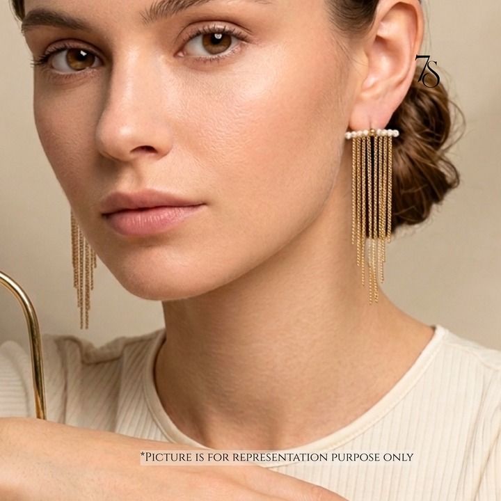 Golden Waterfall Pearl Studs