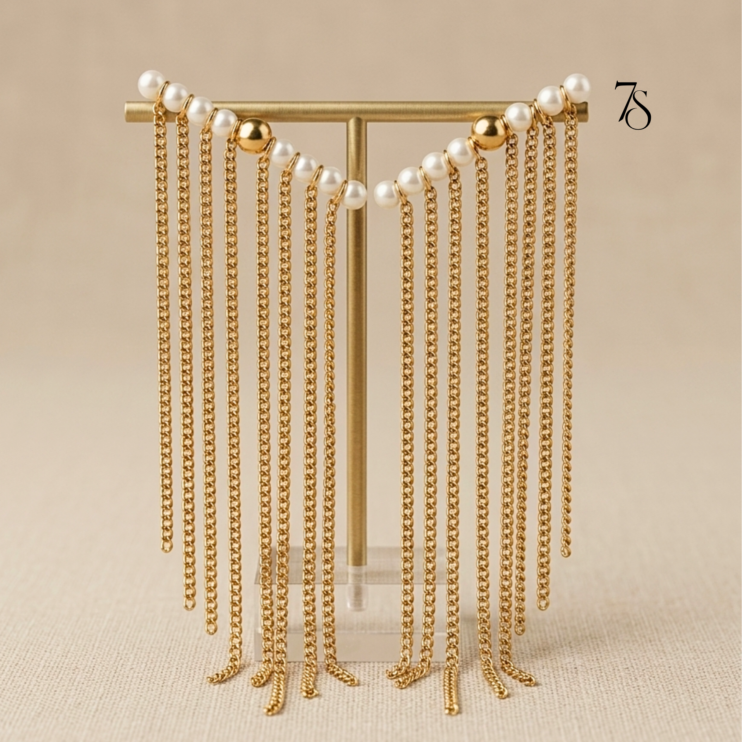 Golden Waterfall Pearl Studs