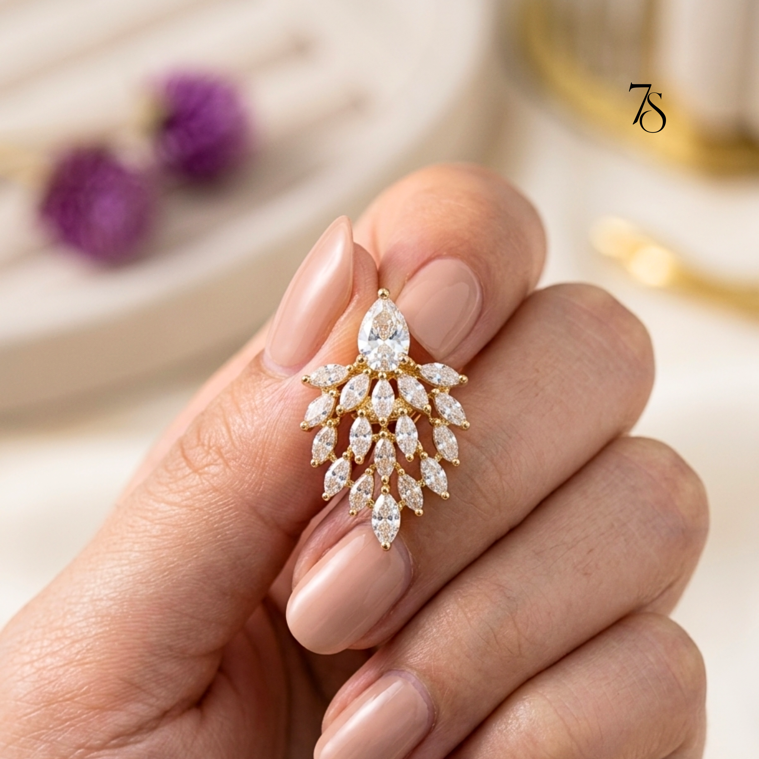Cluster Stud Earrings for Women | AD Statement Studs
