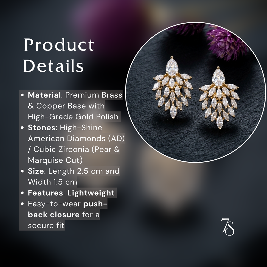 Cluster Stud Earrings for Women | AD Statement Studs