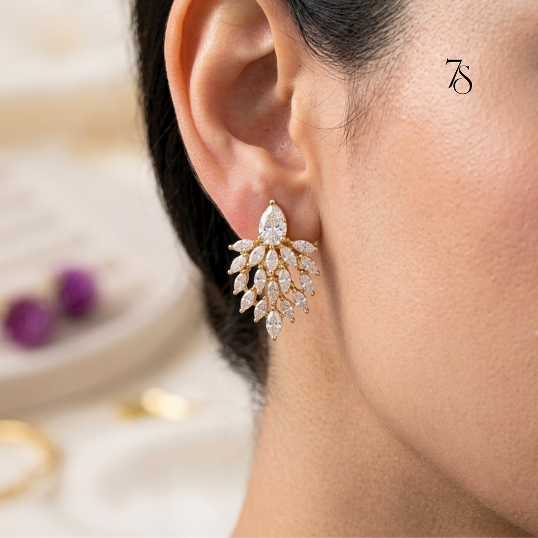 Cluster Stud Earrings for Women | AD Statement Studs