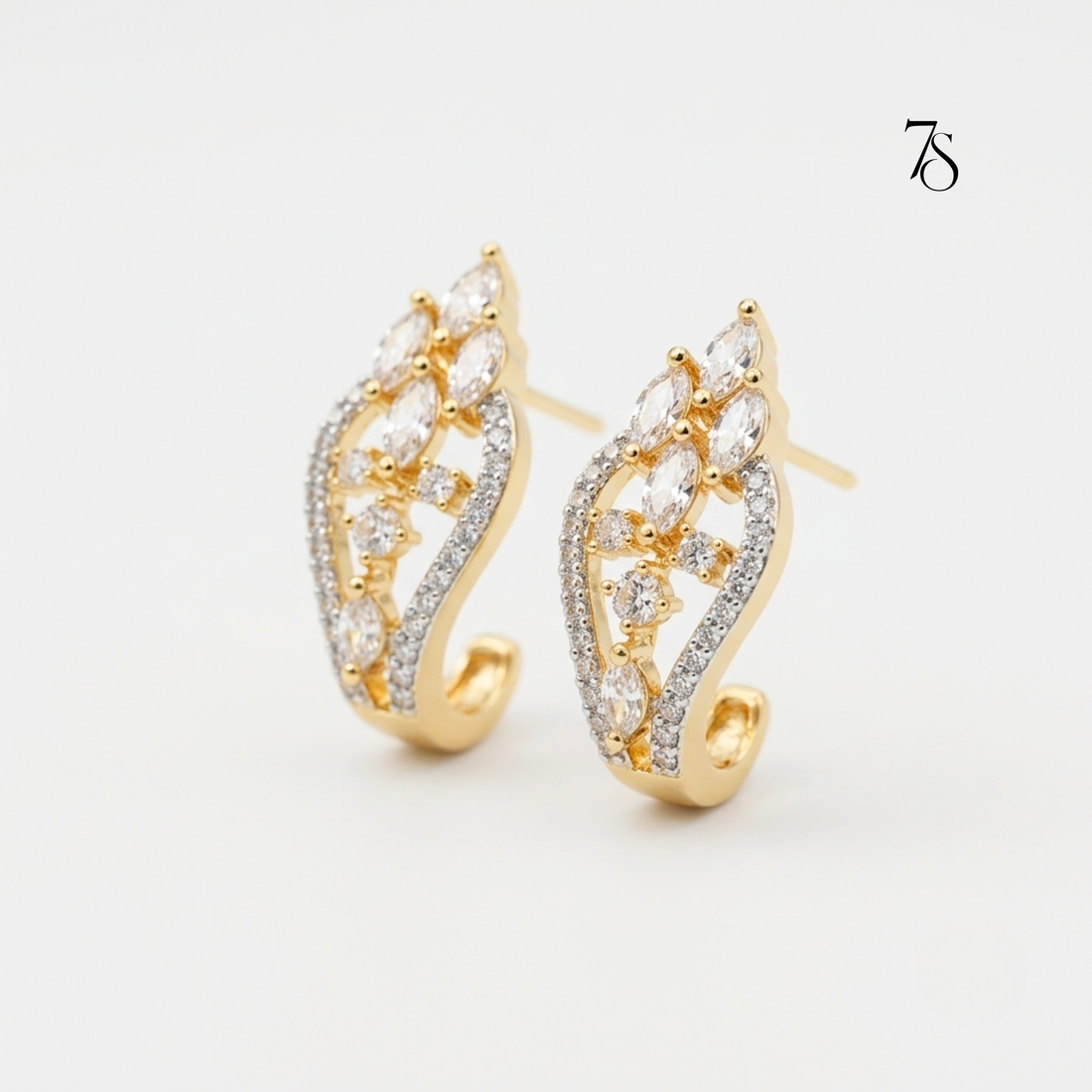 Empress Glow Gold-Tone American Diamond Earrings