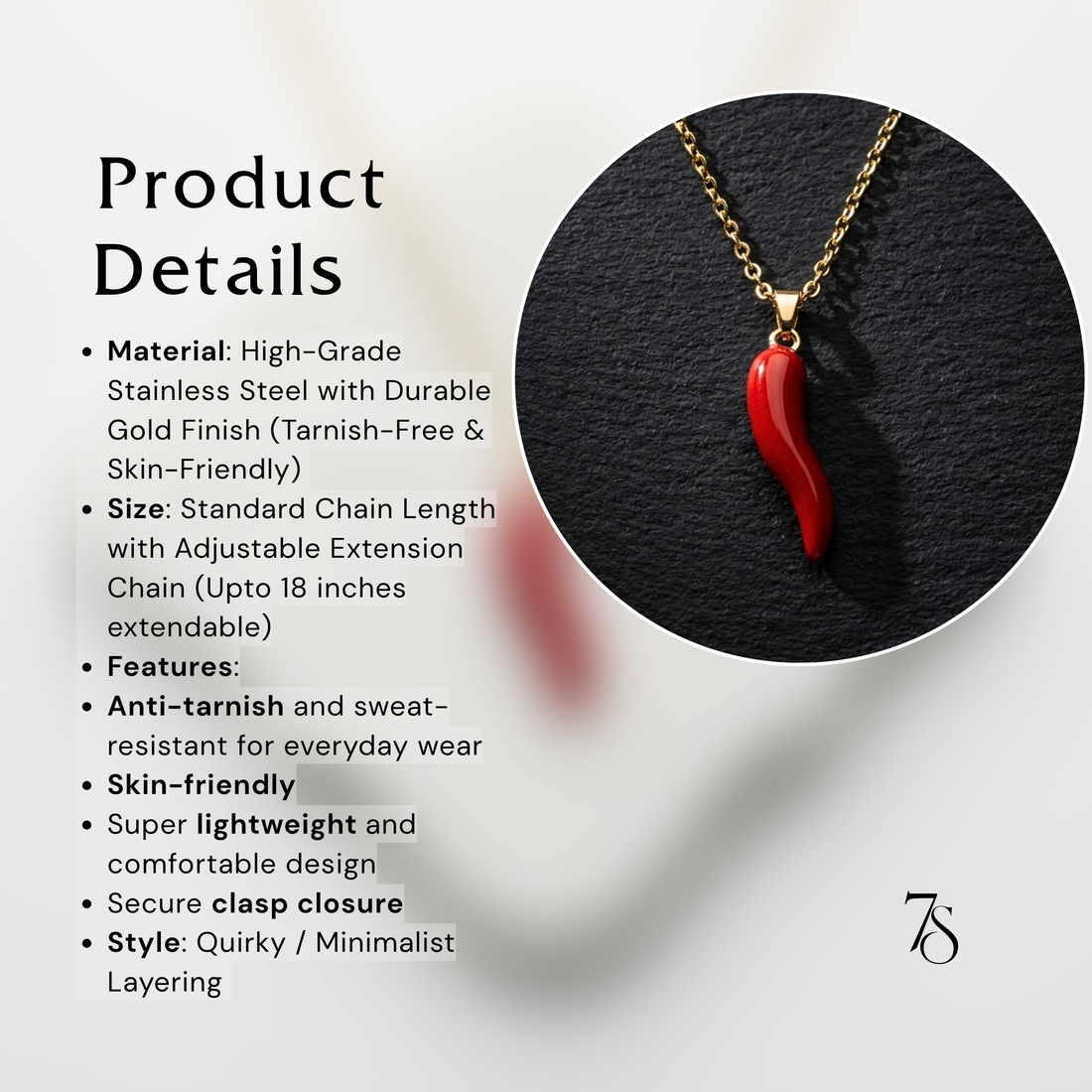 Spicy Red Chilli Pendant Necklace