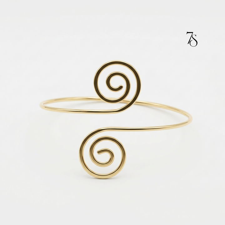 Minimalist Gold Swirl Arm Cuff Bracelet