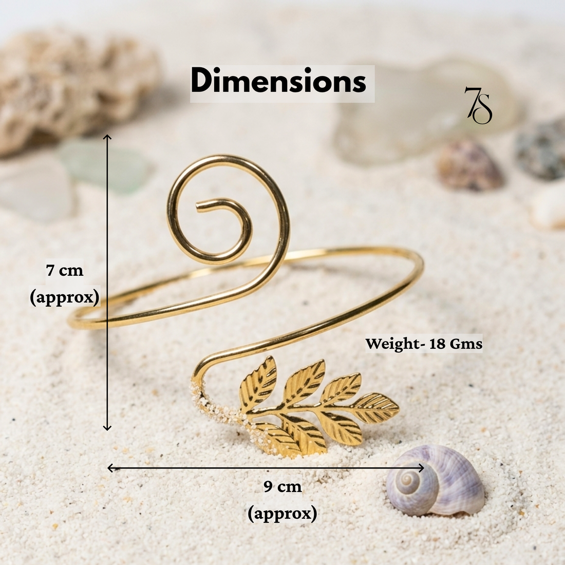 Gold Spiral Leaf Arm Cuff Bracelet