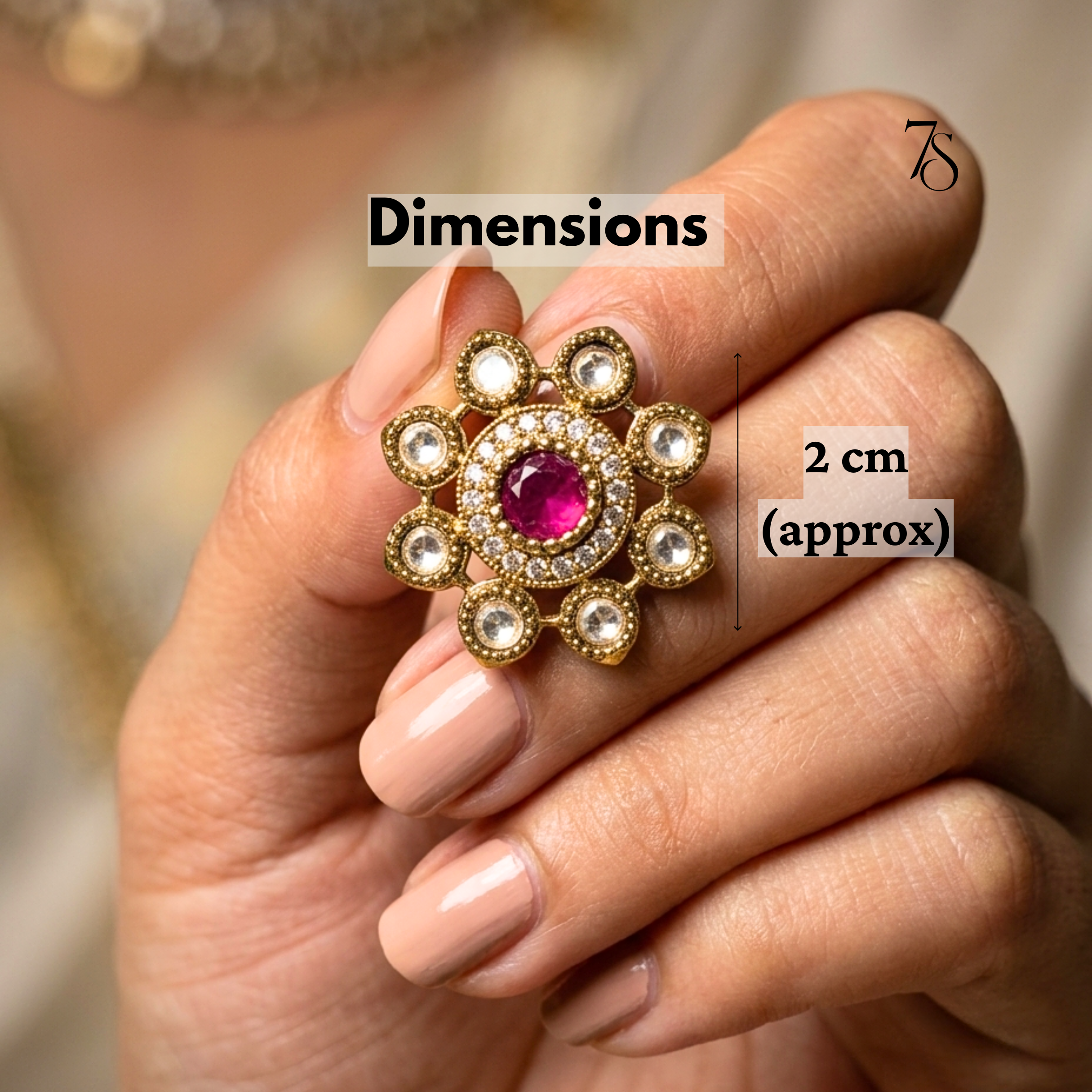 Royale Kundan Floral Stud Earrings in Antique Gold Finish