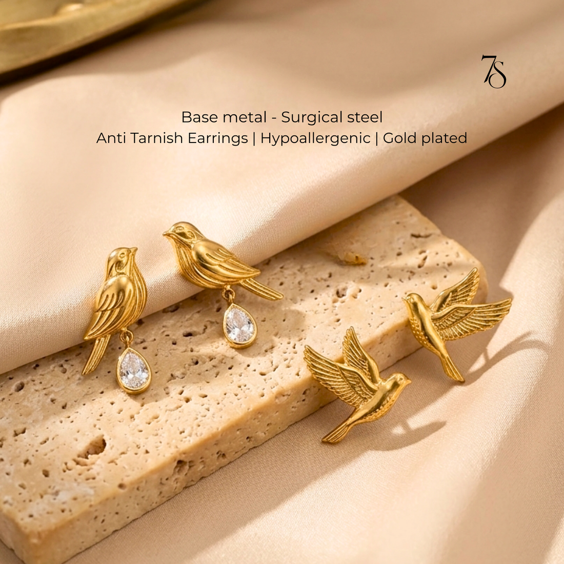 Songbird Anti-Tarnish Gold Earrings