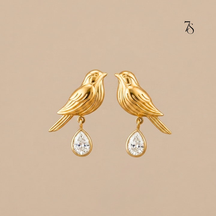 Songbird Anti-Tarnish Gold Earrings