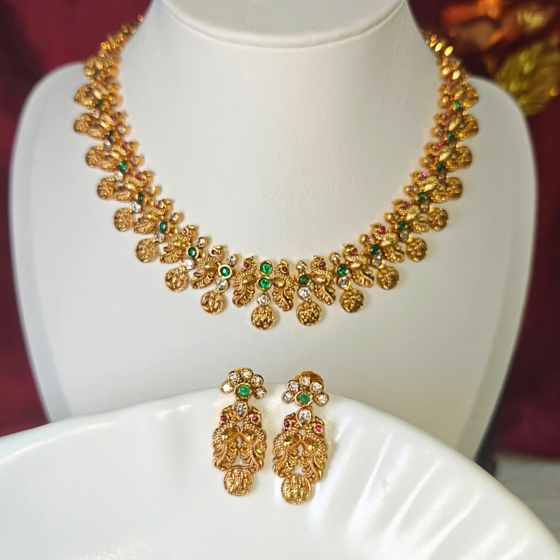 Antique Matte Gold Finish - Jewellery for women Necklace Set