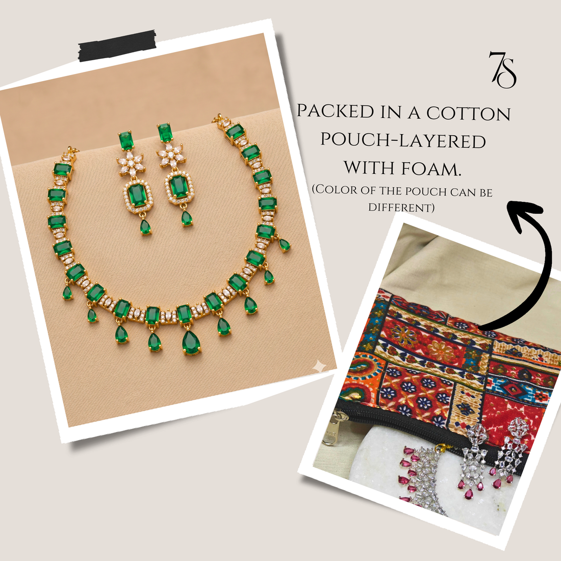 Deep Green Sparkle: AD Crystal & Zirconia Set