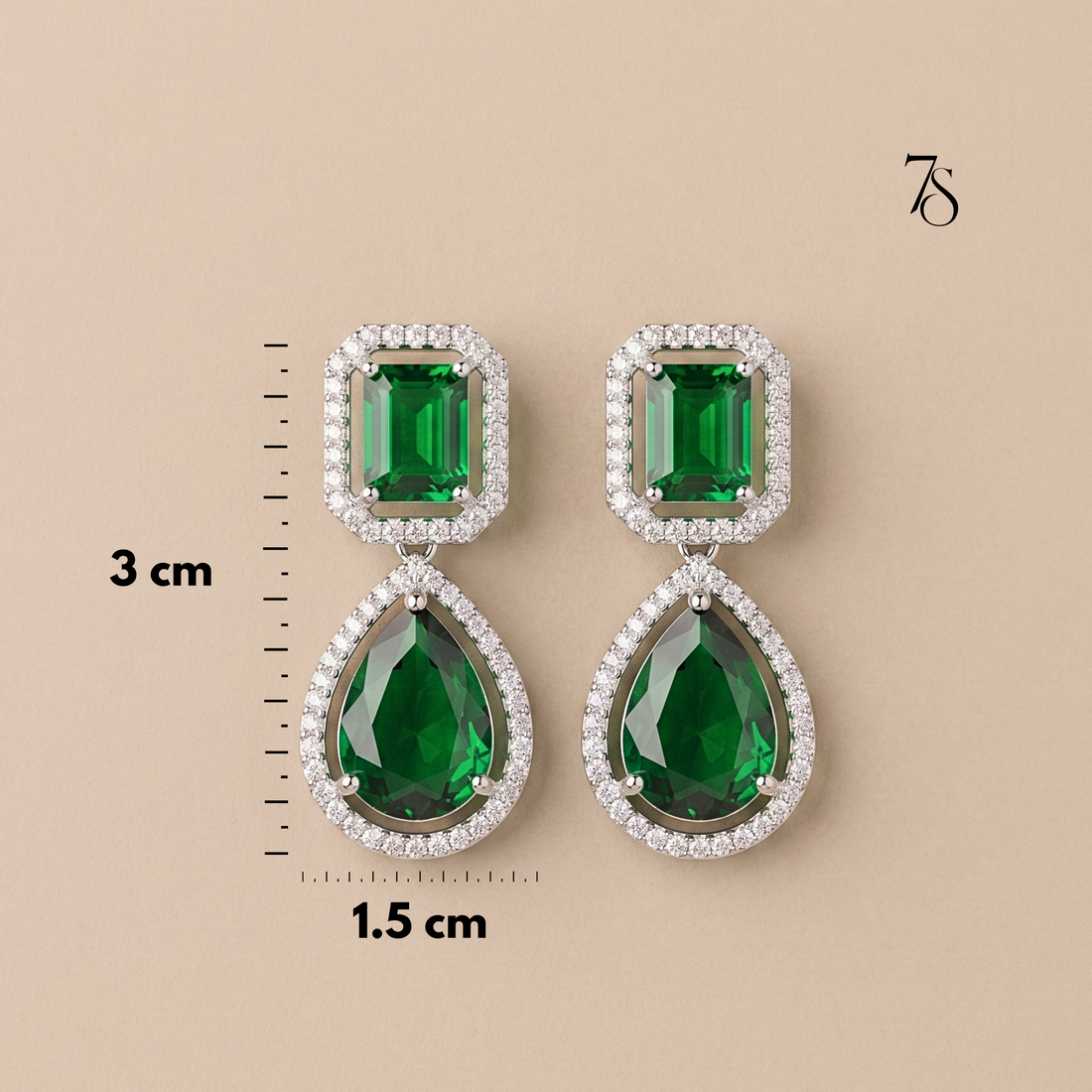 Crystal AD & Zirconia Studded Drop Earrings