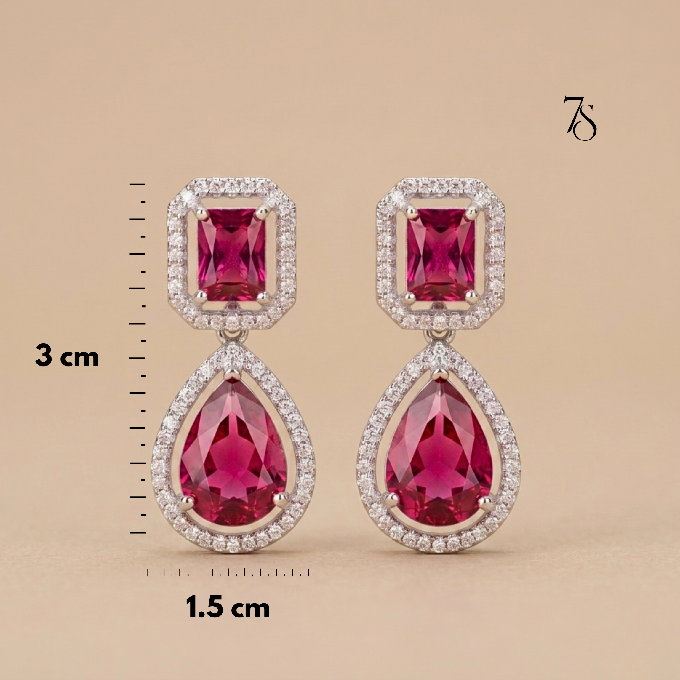 Crystal AD & Zirconia Studded Drop Earrings