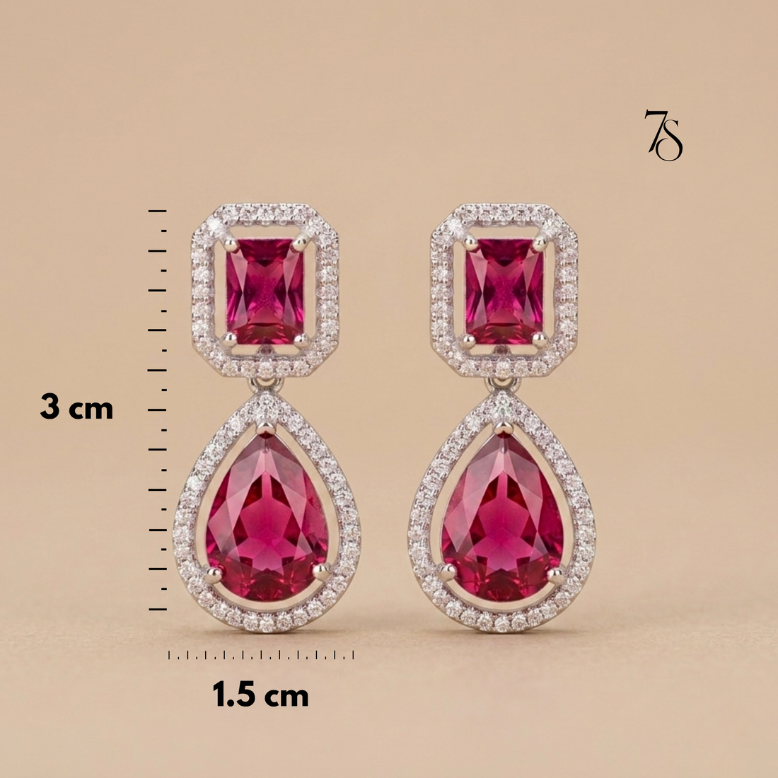 Crystal AD & Zirconia Studded Drop Earrings