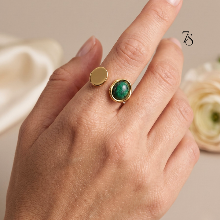 Twin Element Ring | Anti-Tarnish Gold Adjustable Ring