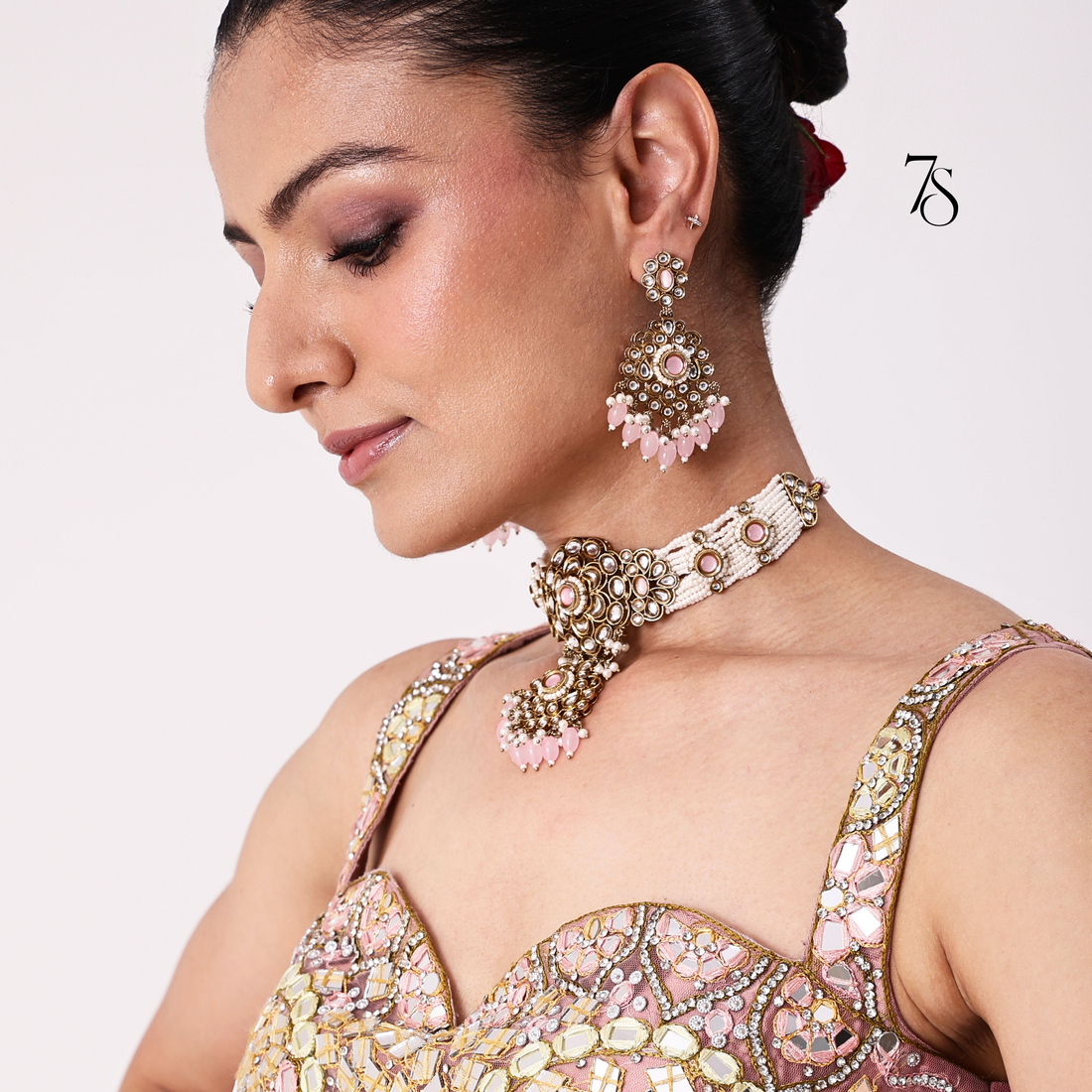 The Noor Mahal Kundan Choker Set with Earrings & Maang Teeka