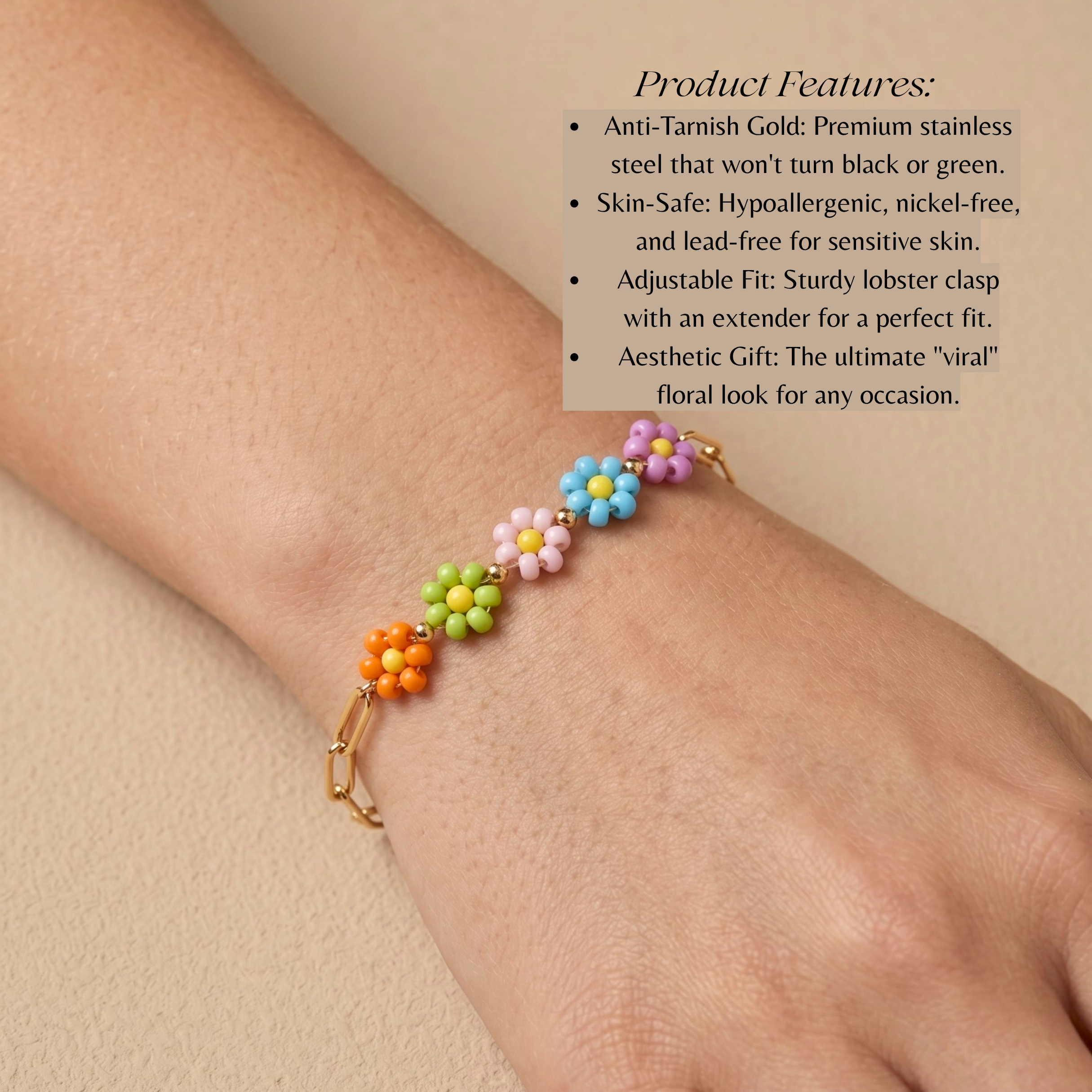 Pastel Bloom Chain Bracelet