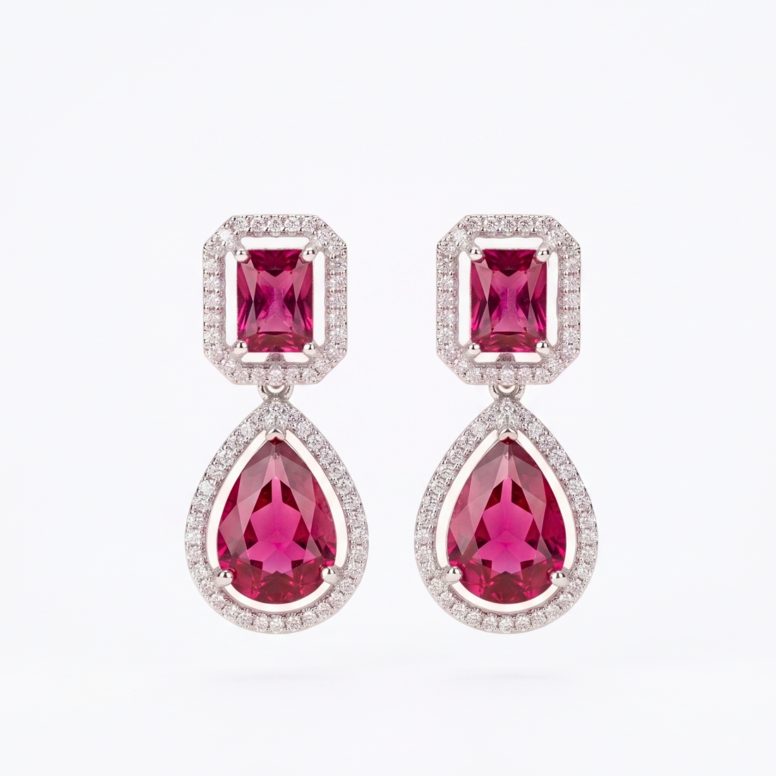 Crystal AD & Zirconia Studded Drop Earrings