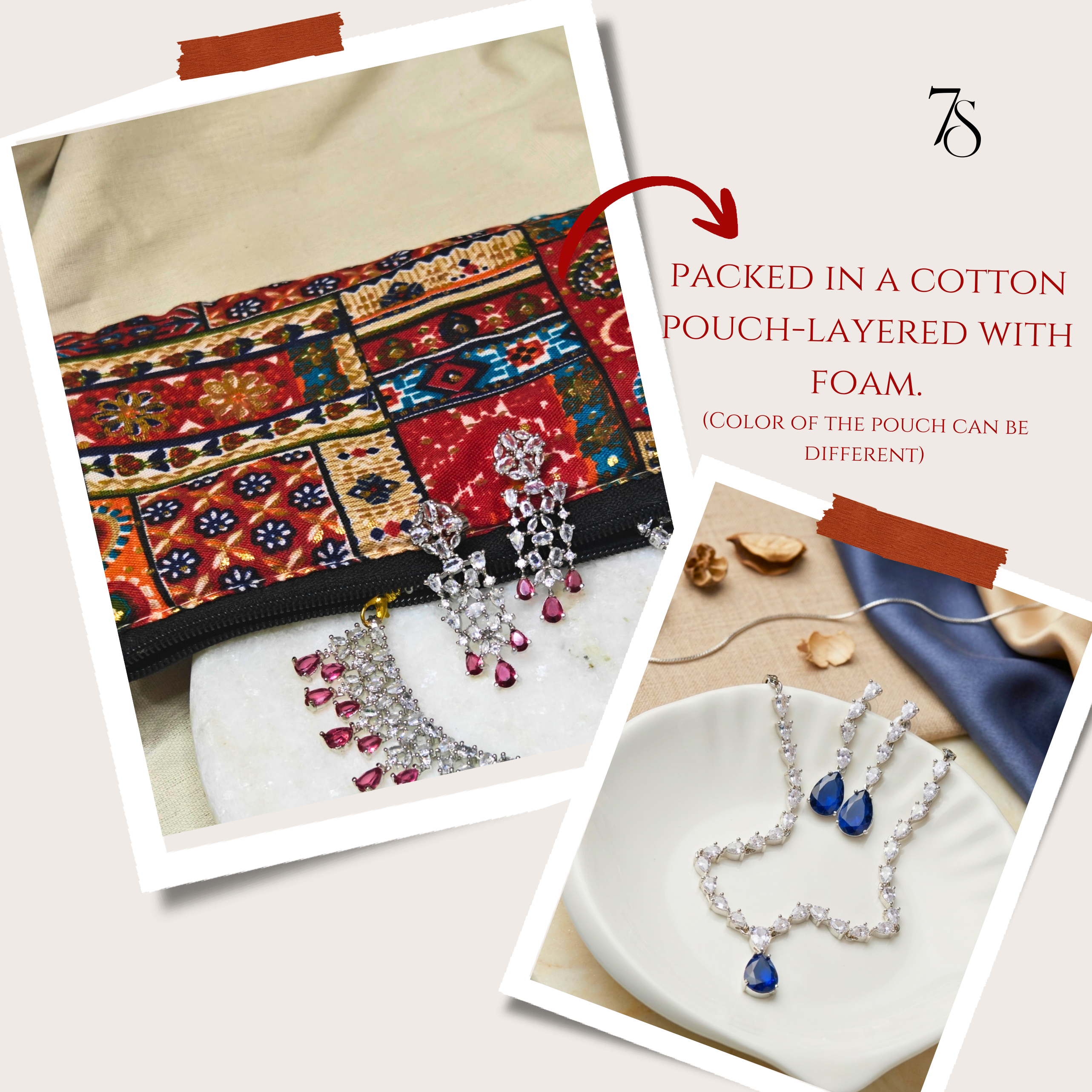 Midnight Blue Teardrop AD Necklace Set for Weddings | Premium CZ Jewellery