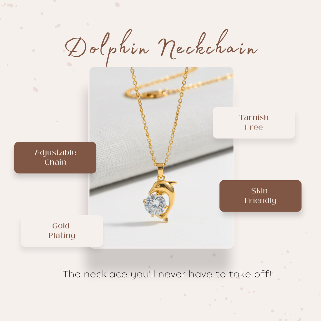 Dolphin Pendant Necklace - Tarnish-Free & Gold Plated