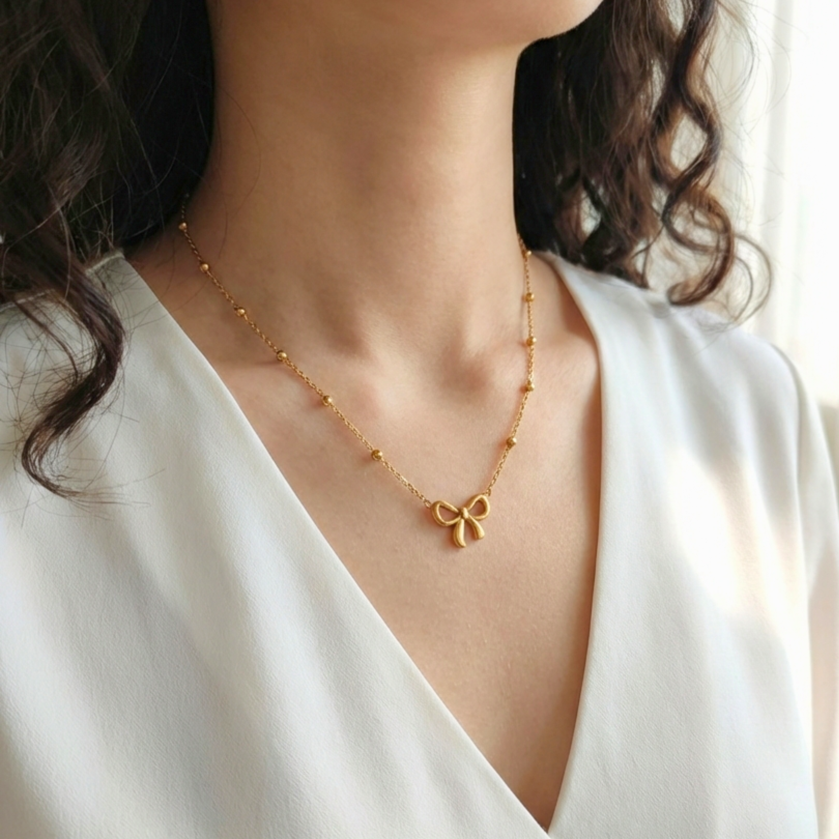 Minimalist Bow Charm Necklace