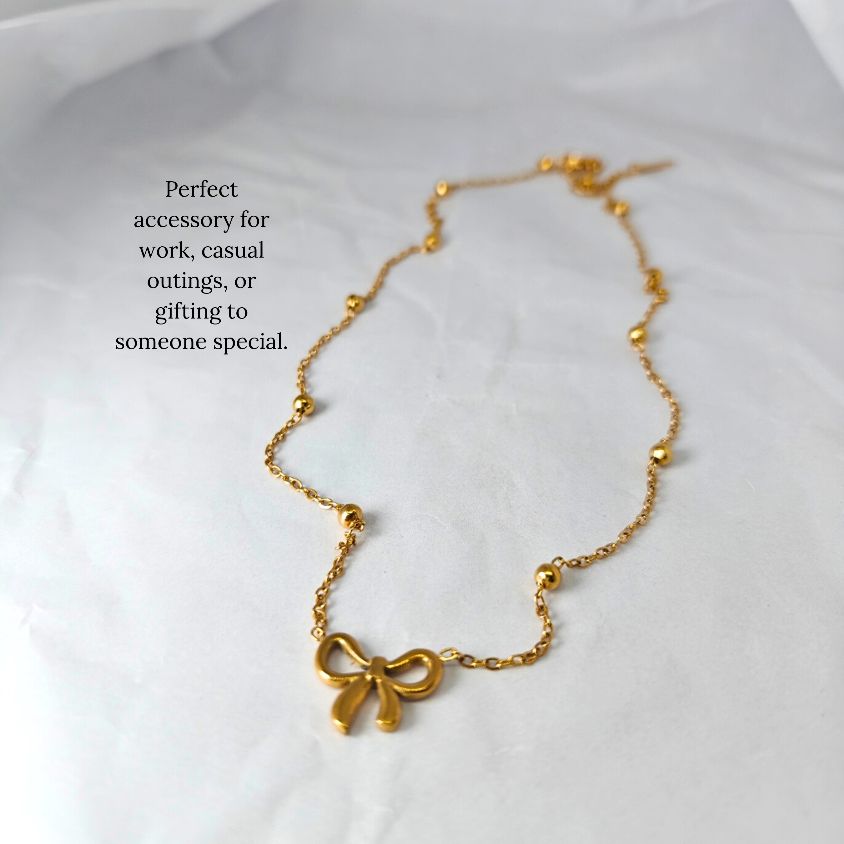 Minimalist Bow Charm Necklace