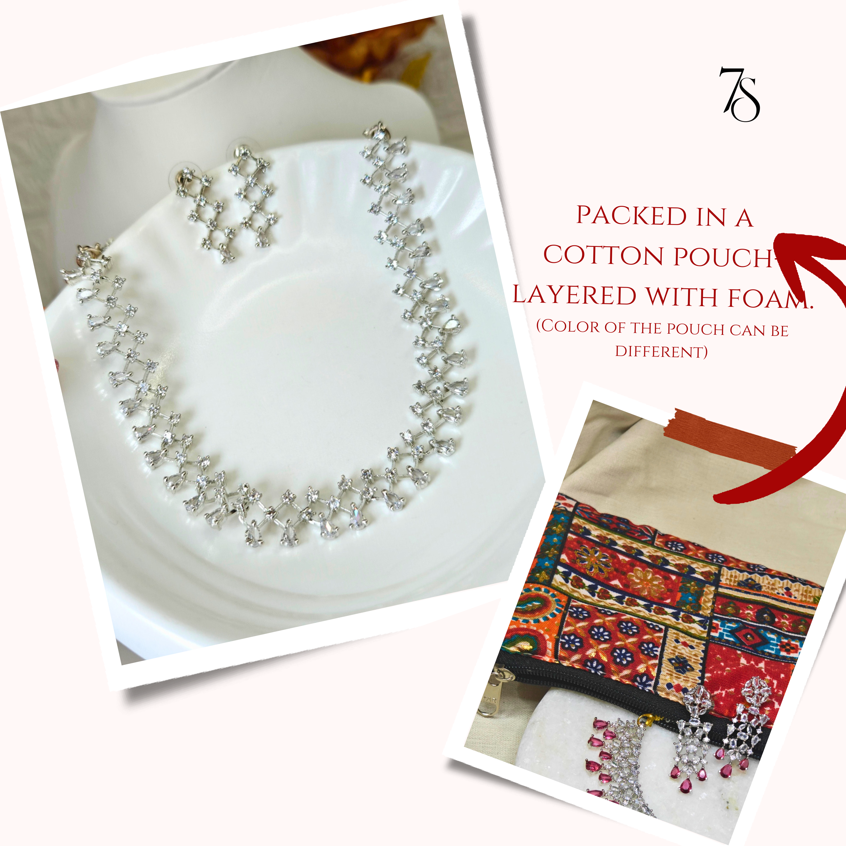 AD Net Pattern Necklace & Earrings Set