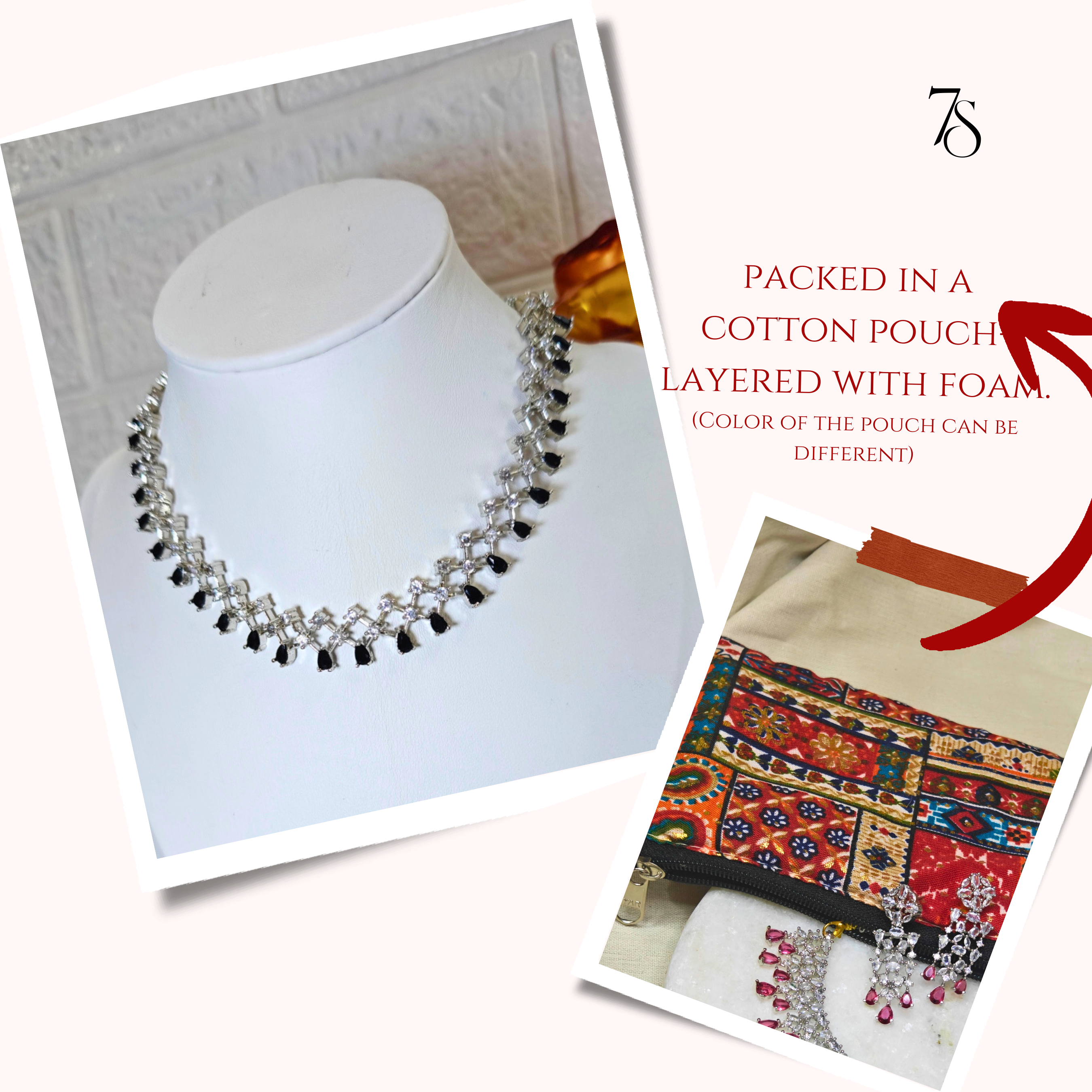 AD Net Pattern Necklace & Earrings Set