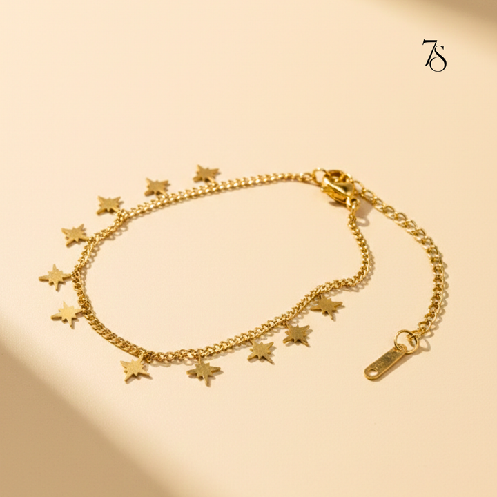 18K Gold Plated Minimalist Star Charm Bracelet