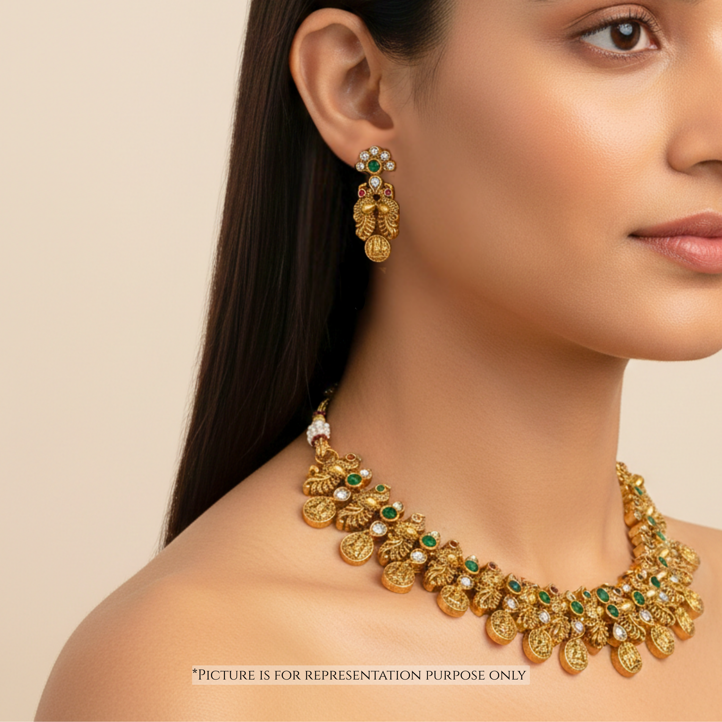 Antique Matte Gold Finish - Jewellery for women Necklace Set