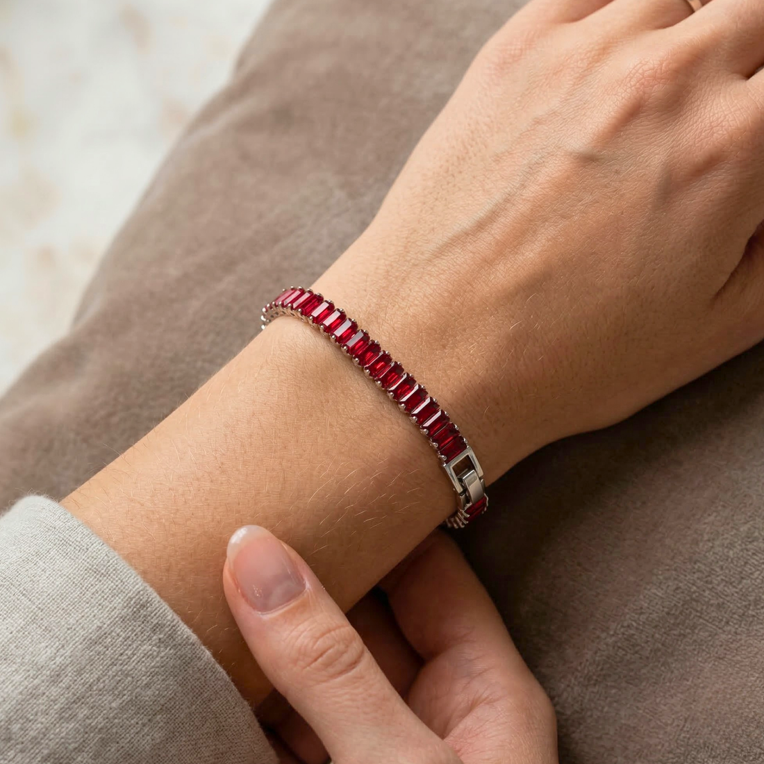 The Ruby Red Baguette Tennis Bracelet