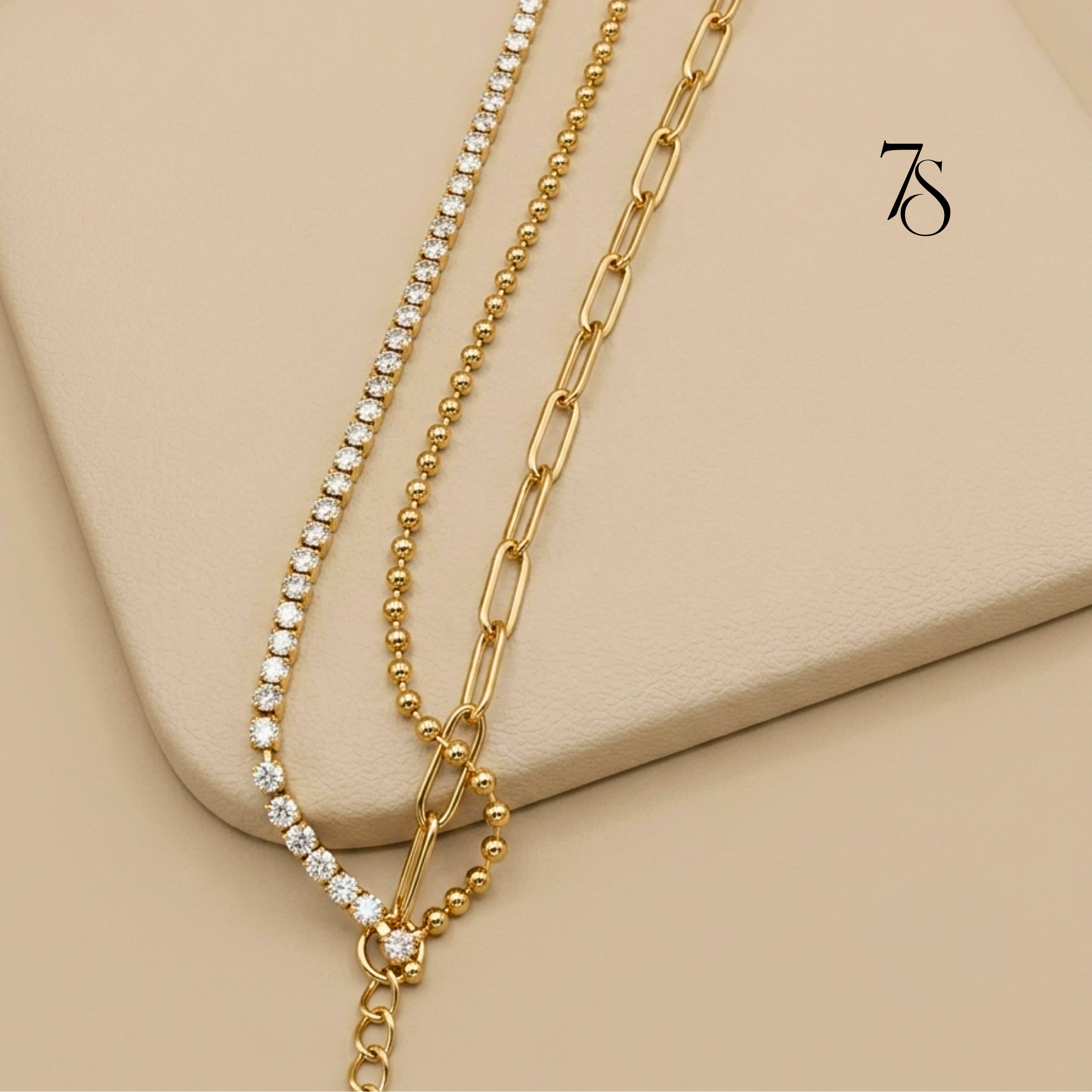 Three Layered Chain Bracelet for Women — Anti-Tarnish Gold Finish Stainless Steel Stacked Daily Wear Bracelet