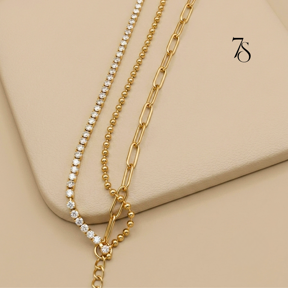 Three Layered Chain Bracelet for Women — Anti-Tarnish Gold Finish Stainless Steel Stacked Daily Wear Bracelet