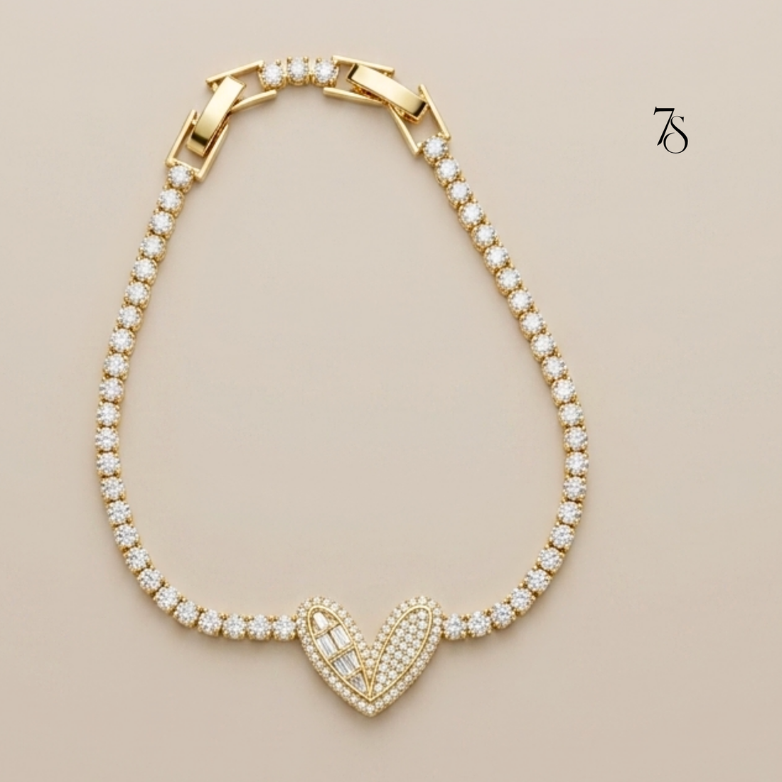 Sparkling Heart CZ Tennis Bracelet