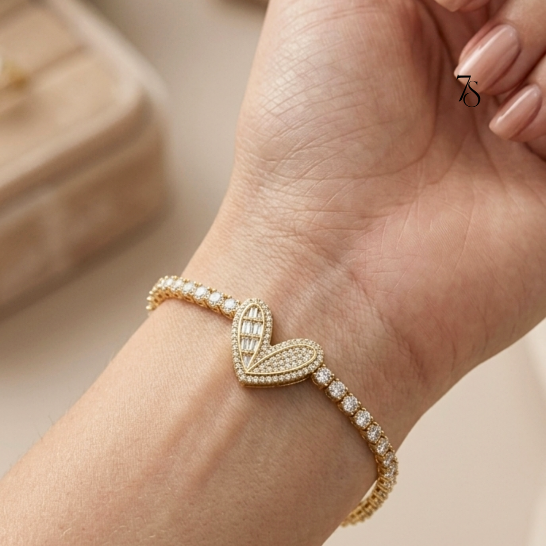 Sparkling Heart CZ Tennis Bracelet