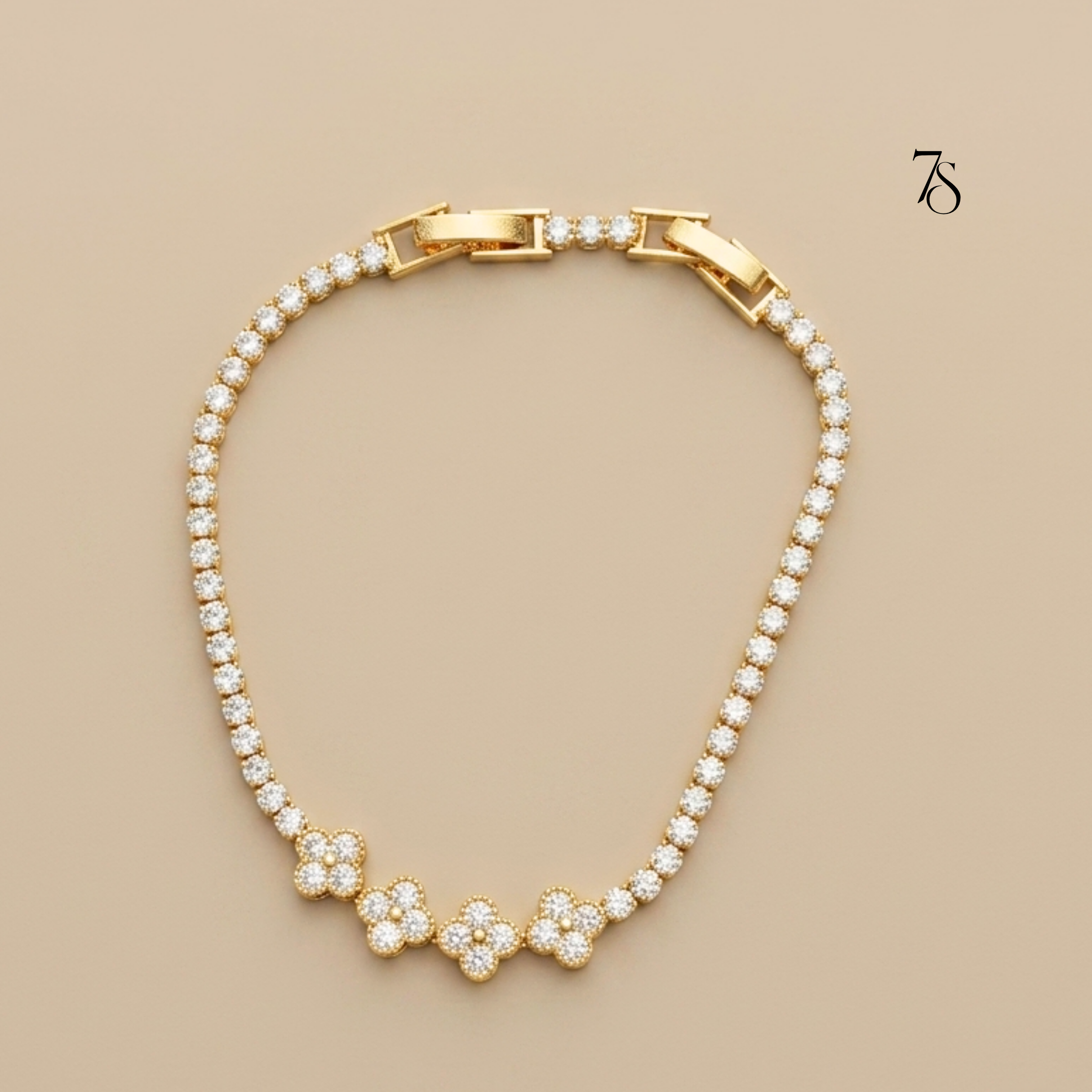 Sparkling Clover CZ Tennis Bracelet