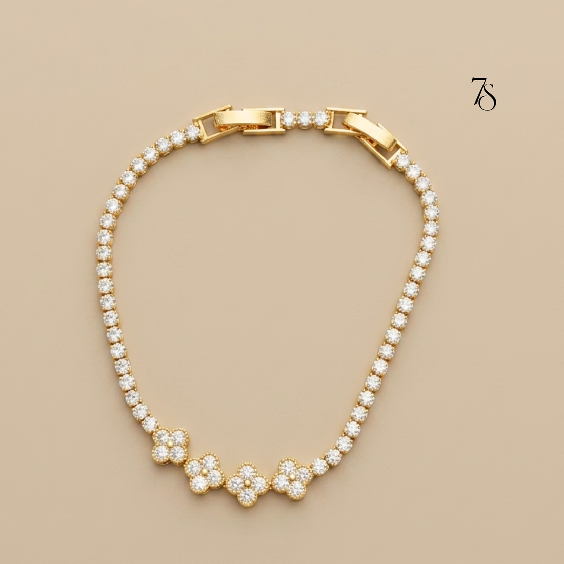 Sparkling Clover CZ Tennis Bracelet