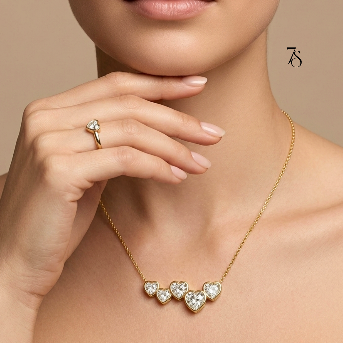 Heart Cluster Pendant Chain