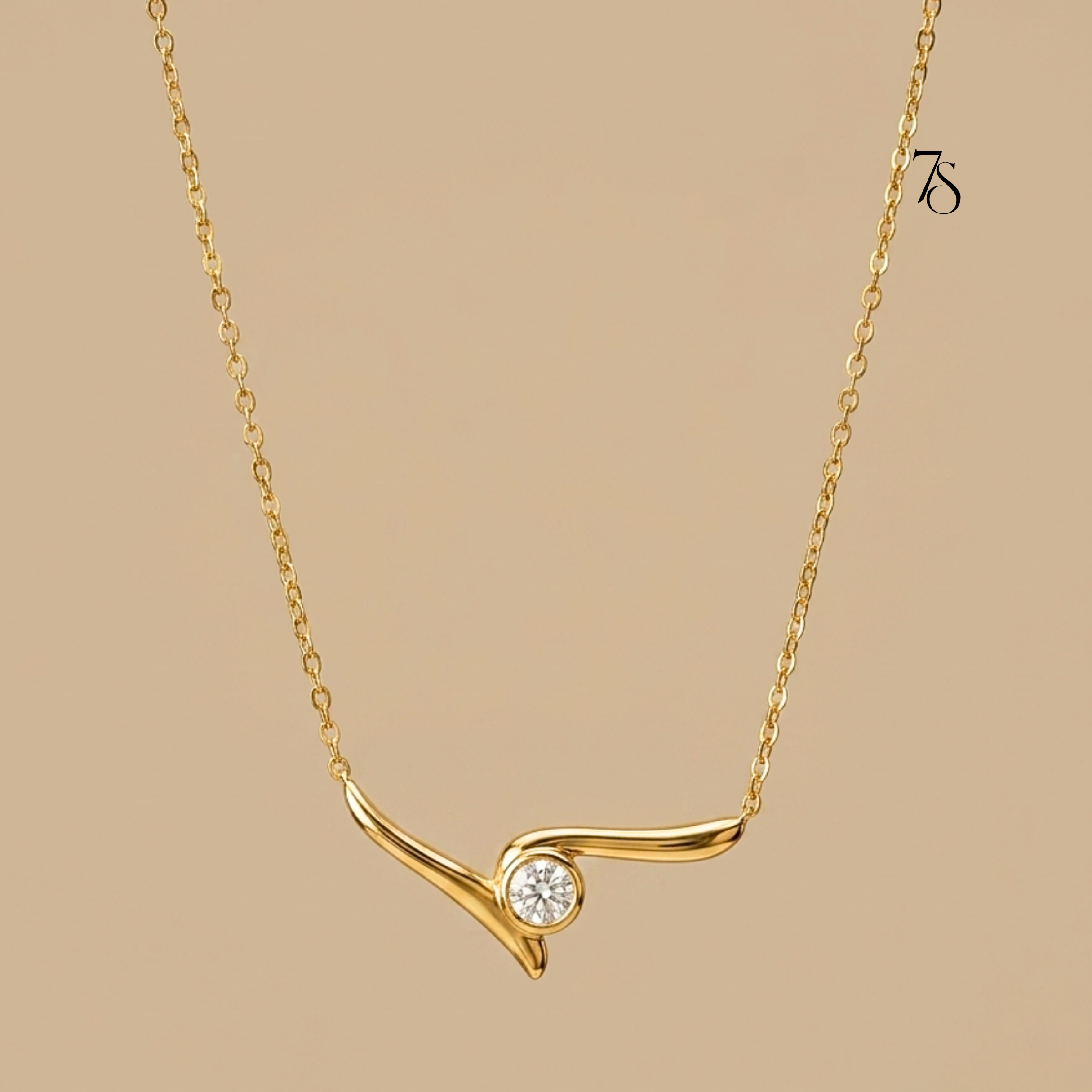 Swirl Solitaire Pendant Necklace