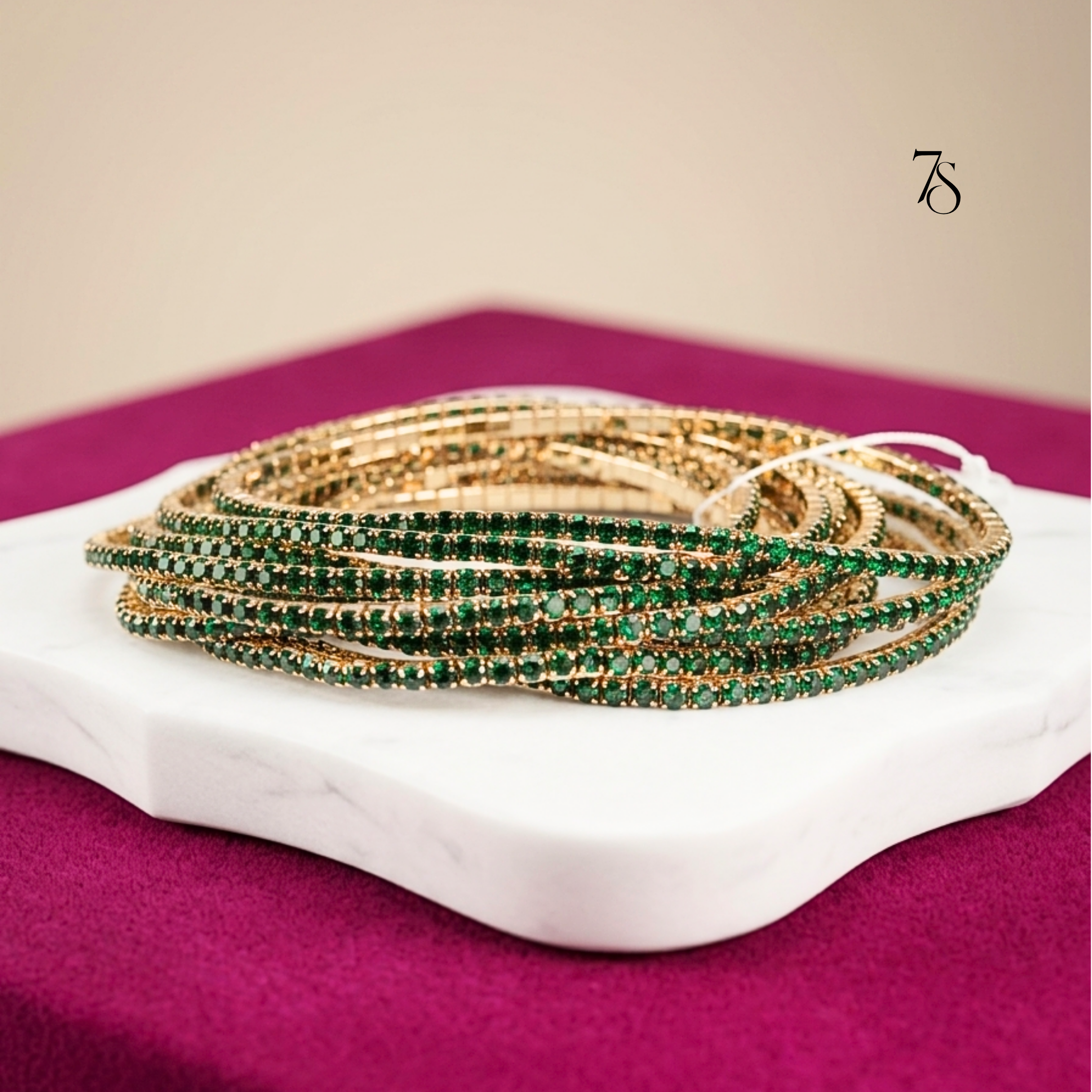 Emerald Sparkle Stretchable Tennis Bracelet