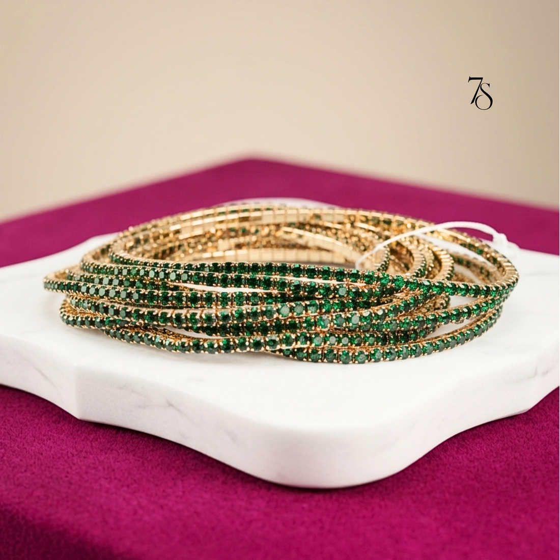 Emerald Sparkle Stretchable Tennis Bracelet