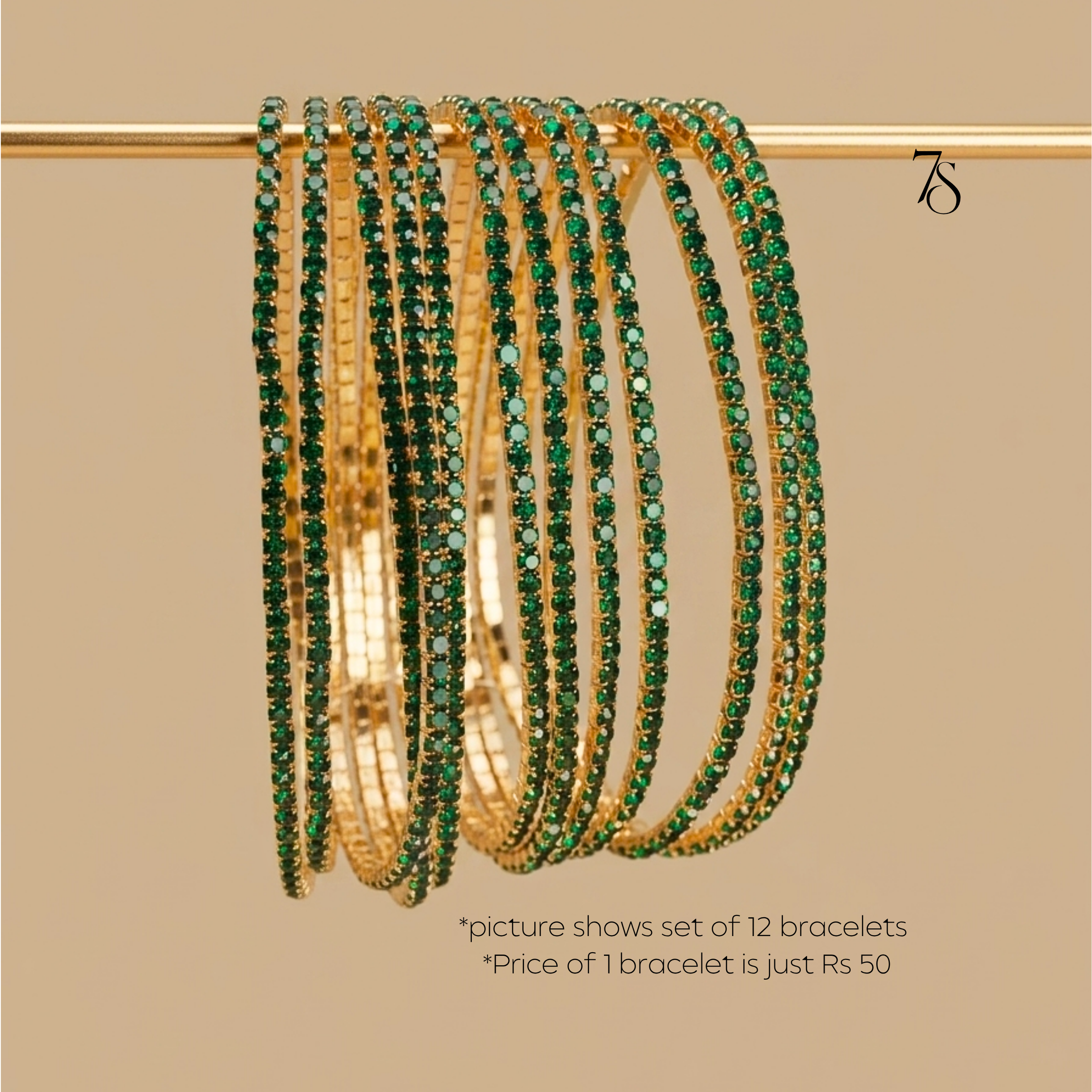 Emerald Sparkle Stretchable Tennis Bracelet