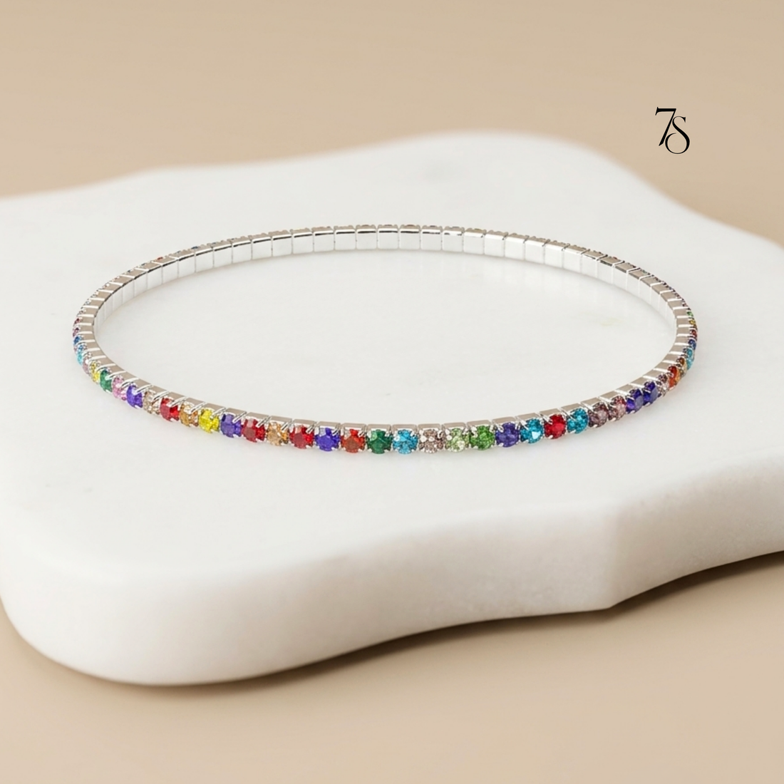 Multicolor Sparkle Stretchable Tennis Bracelet Stack