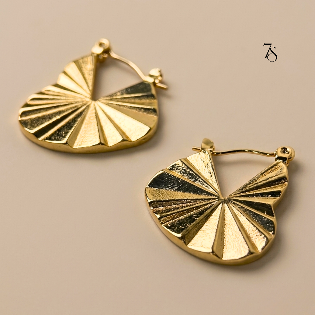 Aura 18K Gold Plated Stainless Steel Fan Hoop Earrings | Tarnish-Free Daily Wear